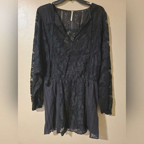 Free People Black Lace Mini Dress - Picture 1 of 5